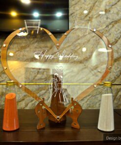 Bộ rót cát hình tim viền gỗ trang trí đám cưới