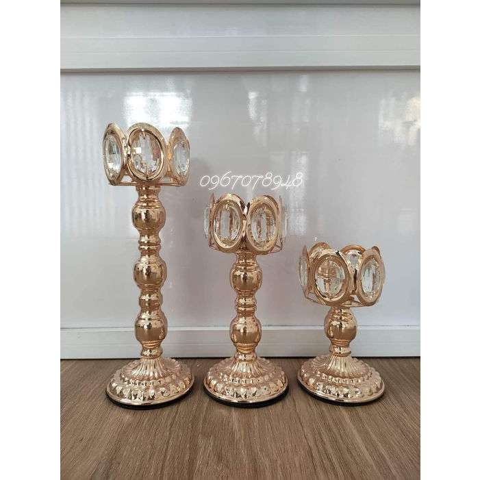 Bộ 3 trụ nến mắt trâu trang trí đám cưới