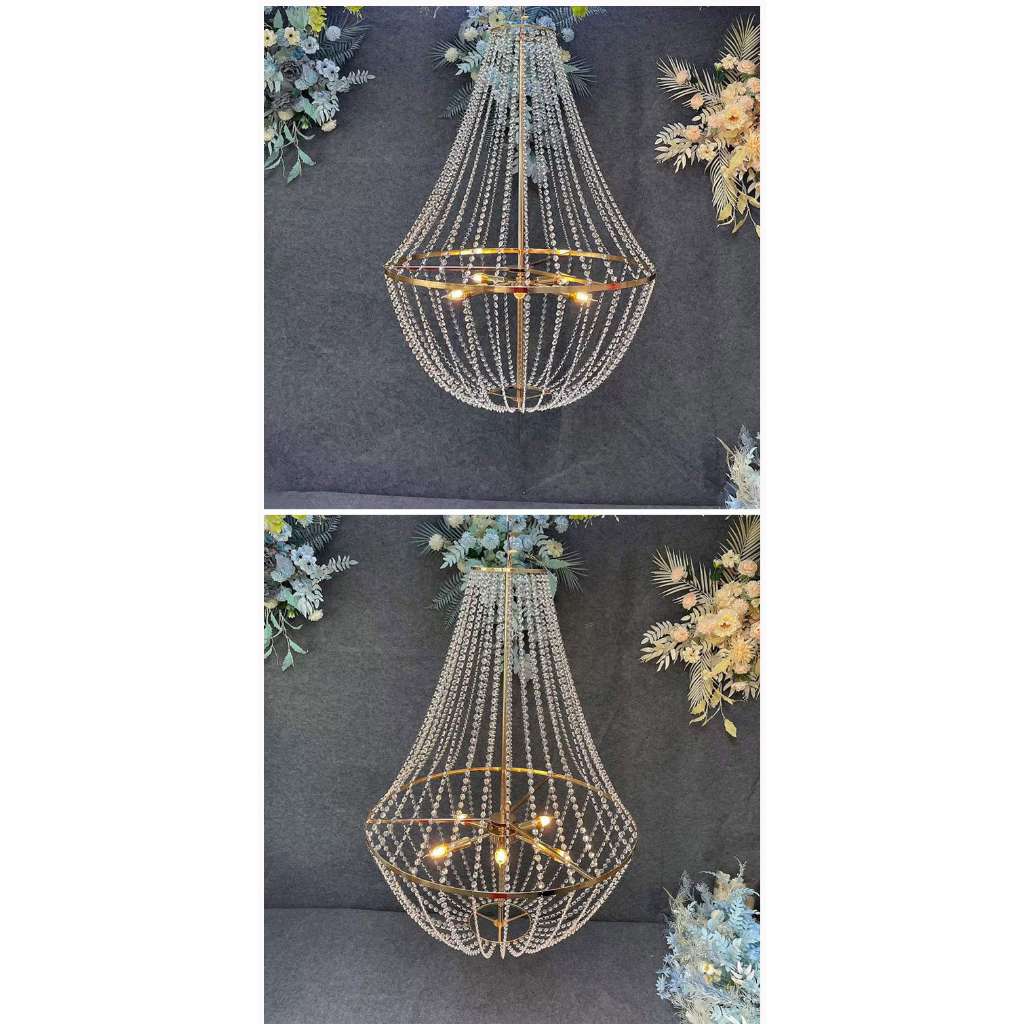 Đèn chùm đá rủ đám cưới 80x95cm
