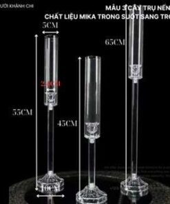 Trụ nến nhựa mika trong suốt trang trí đám cưới tiệc nhà hàng khách sạn decor studio phim trường