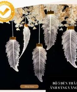 Bộ 5 đèn hình lá thả trang trí đám cưới nhà hàng khách sạn decor shop, studio, quán cà phê