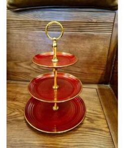 Khay đựng bánh kẹo viền vàng 3 tầng nhựa trang trí đám cưới, nhà hàng, khách sạn, decor gia đình ngày Tết