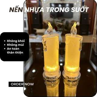 Nến nhựa trong suốt chạy pin trang trí đám cưới, phòng tân hôn, nhà hàng, khách sạn