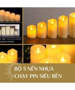 Set 5 cây nến nhựa điện tử chạy pin AAA trang trí decor studio, gia đình, nhà hàng, khách sạn