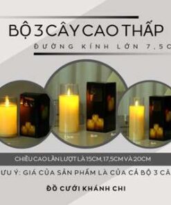 Bộ 3 nến nhựa điện tử, nến không khói, nến pin trang trí decor đám cưới, sân khấu, gia đình