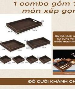 SET 7 món khay gỗ tự nhiên đựng bánh kẹo ngày Tết, decor đám cưới, ăn hỏi, trang trí phòng khách