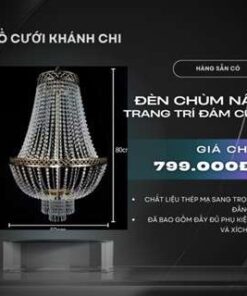 Đèn chùm nấm kích thước 60x80cm chuyên dùng trang trí đám cưới decor nhà hàng, studio