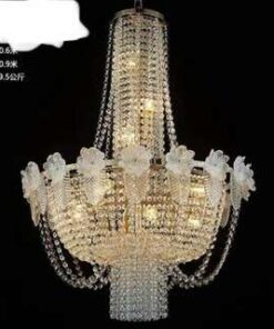 Đèn chùm đá móc hoa văn nổi đường kính 60cm chuyên dùng cho trang trí đám cưới nhà hàng khách sạn đèn chùm giá rẻ decor